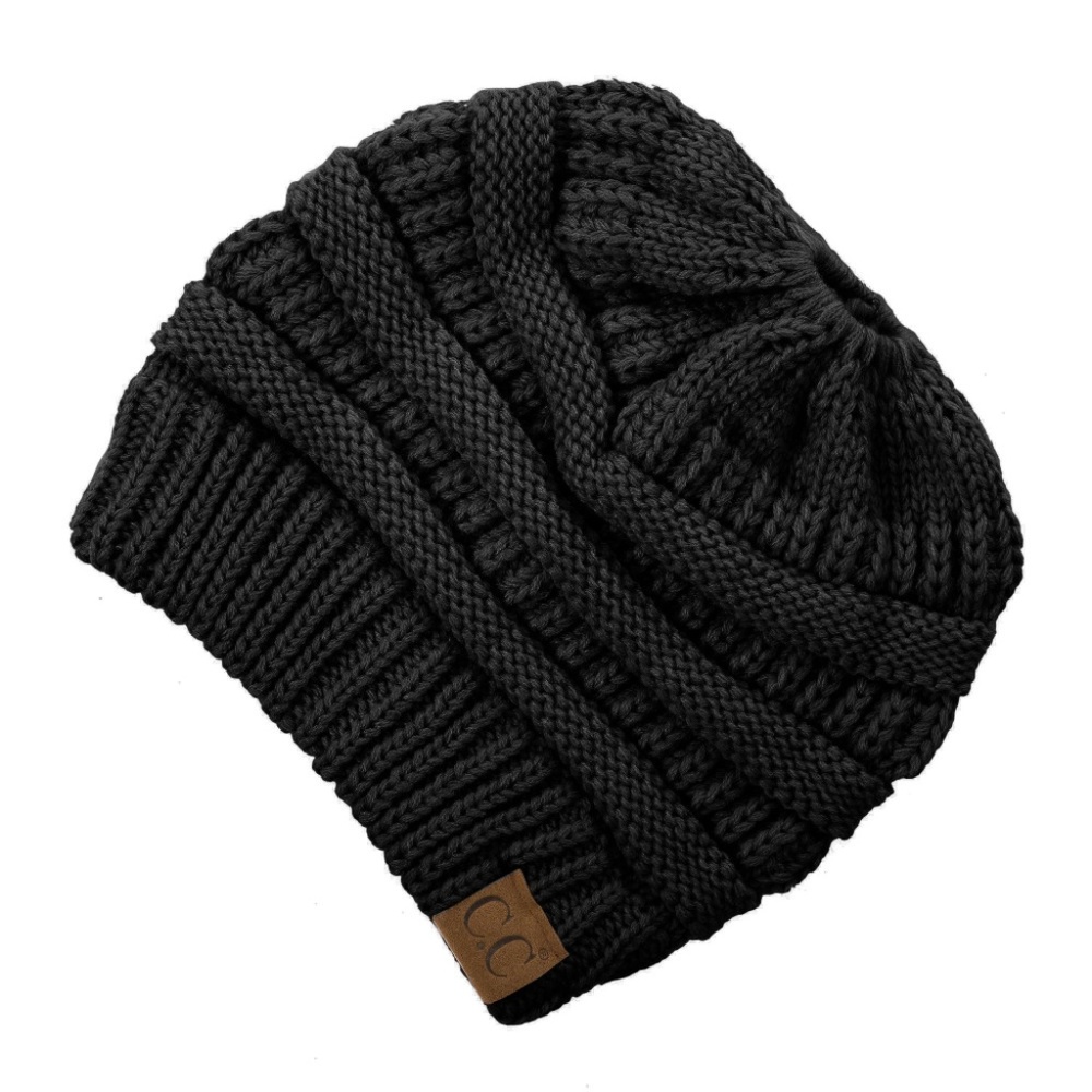 Black C.C Messy Bun Ponytail Beanie NWT
